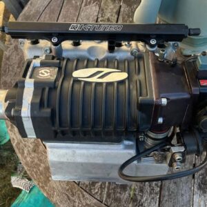 Honda K series Jackson racing supercharger and charge cooler kit.  * Jackson racing supercharger, rebuilt and ported by Stiegemeier * Jackson racing DC5 supercharger manifold * Merc racing supercharger inlet * Skunk2 74mm throttle body * Acuity TPS * Hondata 4-bar MAP sensor * Merc racing air-to-water charge cooler with Merc racing aftercooler * Bosch charge cooler pump * ID 1000cc injectors * AEM V2 water/methanol injection kit with optional flow control solenoid to prevent meth siphoning * Manual Jackson racing tensioner * CPL racing manifold support brace * 1 of 1 custom CNC machined Jackson racing coil cover - it makes 360hp 260lbft at 12psi using 3" pulley - Also comes with a custom coil cover - The  tune made 312hp